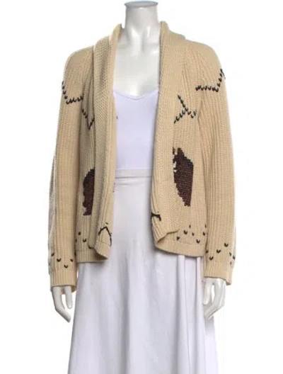 Pre-owned The Great Graphic Print Open Front Sweater In Neutrals