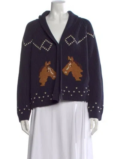 Pre-owned The Great Graphic Print Open Front Sweater In Purple