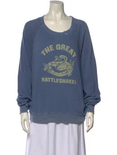Pre-owned The Great Graphic Print Scoop Neck Sweatshirt In Blue