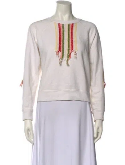 Pre-owned The Great Graphic Print Scoop Neck Sweatshirt In White