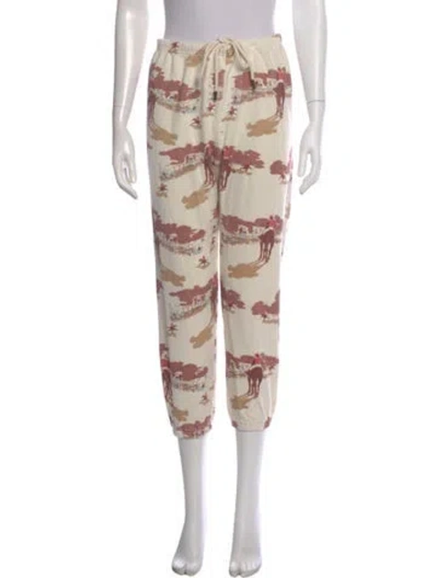 Pre-owned The Great Graphic Print Straight Leg Pants In Neutral