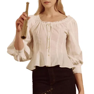 The Great Haven Top In True White In Pink