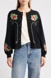 The Great The Rose Western Cardigan In Black