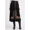 The Great . Heirloom Rose Embroidered Skirt In Black