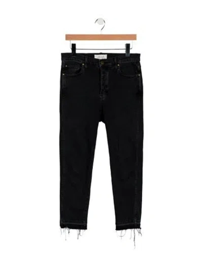 Pre-owned The Great High-rise Straight Leg Jeans In Black