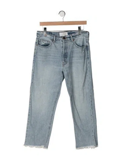 Pre-owned The Great High-rise Straight Leg Jeans In Blue