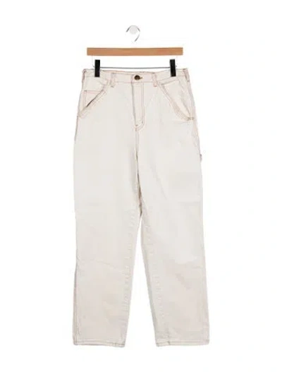Pre-owned The Great High-rise Straight Leg Jeans In Neutrals/white