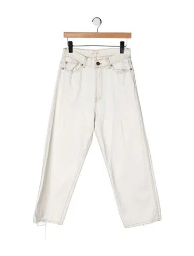 Pre-owned The Great High-rise Straight Leg Jeans In Neutrals/yellow