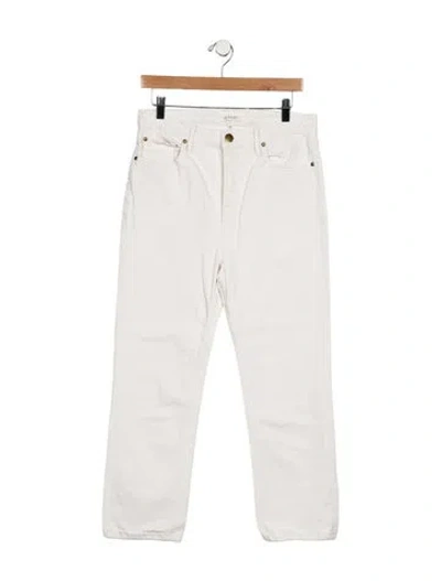 Pre-owned The Great High-rise Straight Leg Jeans In White