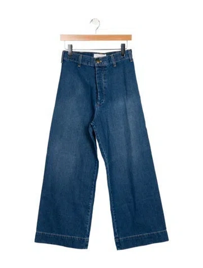 Pre-owned The Great High-rise Wide Leg Jeans In Blue