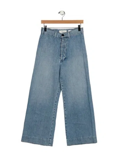 Pre-owned The Great High-rise Wide Leg Jeans In Blue