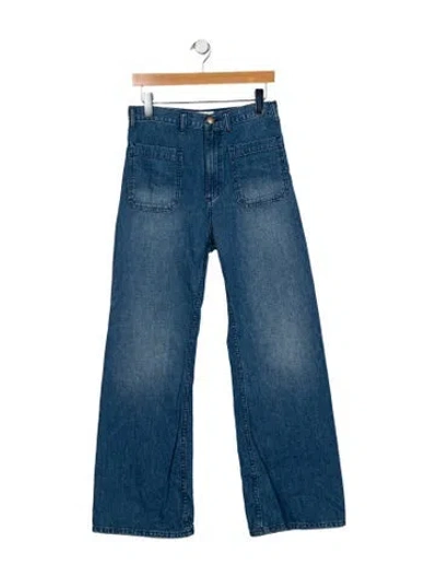 Pre-owned The Great High-rise Wide Leg Jeans In Blue