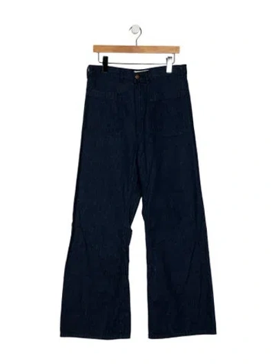 Pre-owned The Great High-rise Wide Leg Jeans In Blue