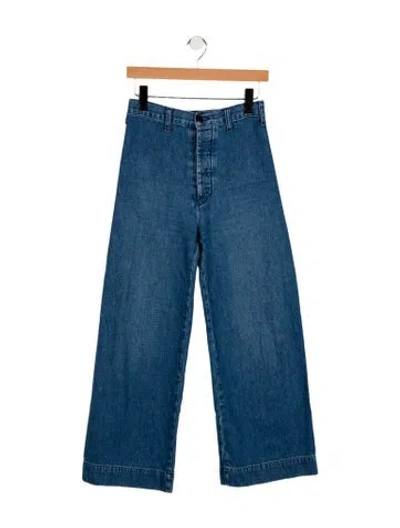 Pre-owned The Great High-rise Wide Leg Jeans In Blue
