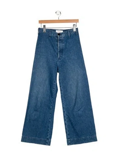 Pre-owned The Great High-rise Wide Leg Jeans In Blue