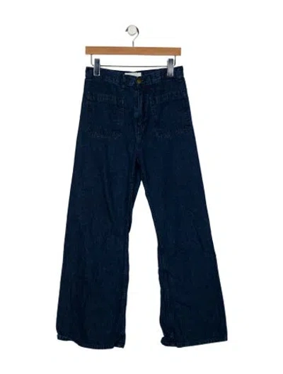Pre-owned The Great High-rise Wide Leg Jeans In Blue