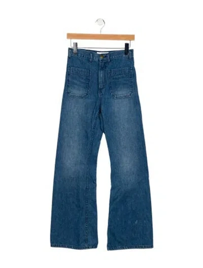 Pre-owned The Great High-rise Wide Leg Jeans In Blue