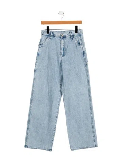 Pre-owned The Great High-rise Wide Leg Jeans In Blue