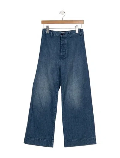 Pre-owned The Great High-rise Wide Leg Jeans In Blue
