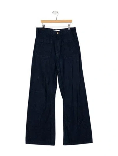 Pre-owned The Great High-rise Wide Leg Jeans In Blue