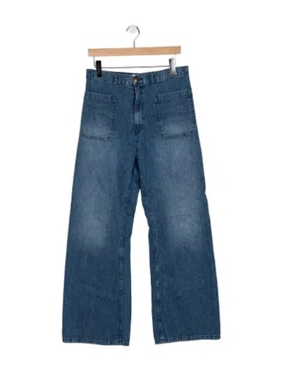 Pre-owned The Great High-rise Wide Leg Jeans In Blue