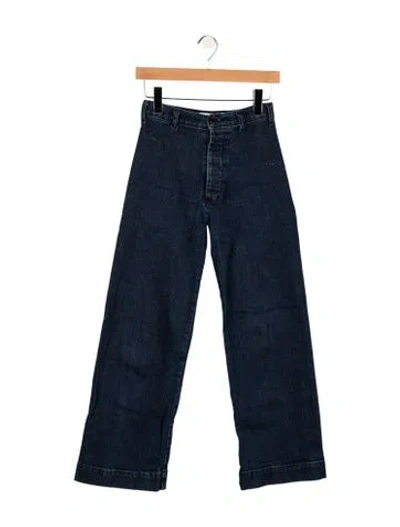 Pre-owned The Great High-rise Wide Leg Jeans In Blue