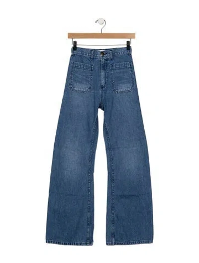 Pre-owned The Great High-rise Wide Leg Jeans In Blue