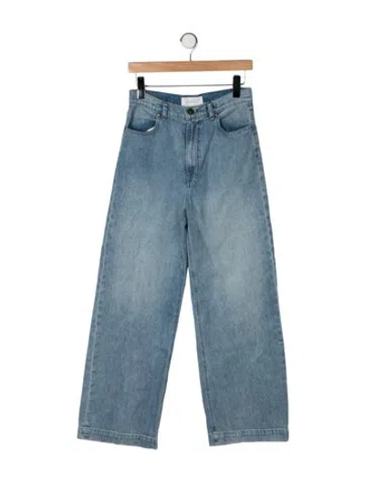 Pre-owned The Great High-rise Wide Leg Jeans In Blue