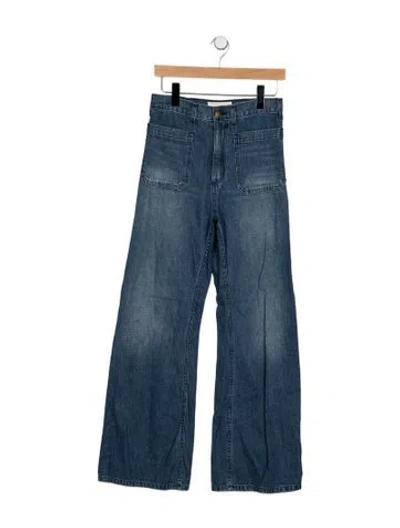 Pre-owned The Great High-rise Wide Leg Jeans In Blue