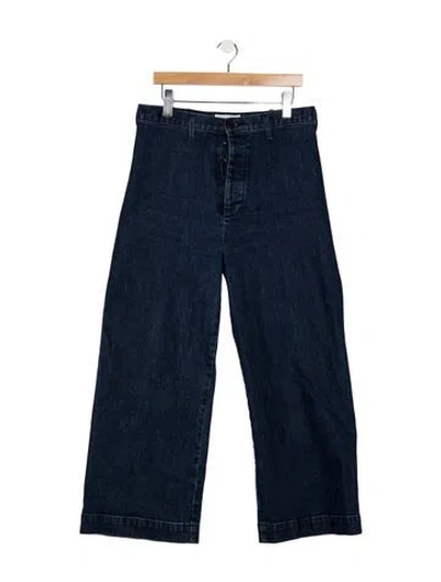 Pre-owned The Great High-rise Wide Leg Jeans In Blue