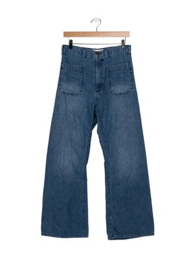 Pre-owned The Great High-rise Wide Leg Jeans In Blue
