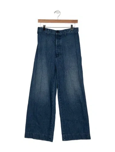 Pre-owned The Great High-rise Wide Leg Jeans In Blue