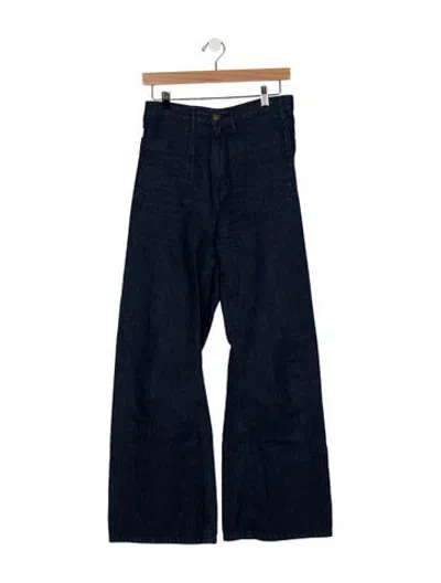 Pre-owned The Great High-rise Wide Leg Jeans In Blue