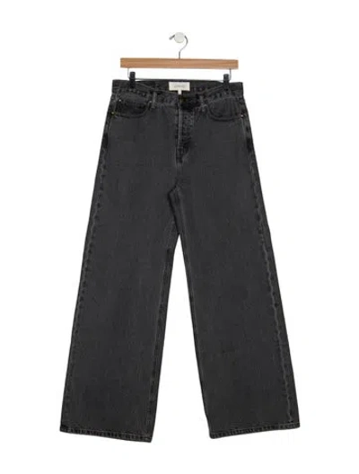 Pre-owned The Great High-rise Wide Leg Jeans In Grey