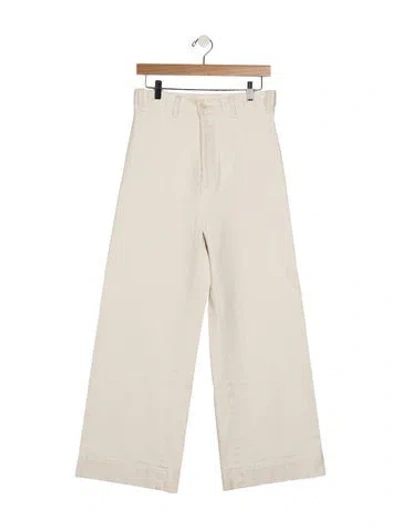 Pre-owned The Great High-rise Wide Leg Jeans In Neutrals