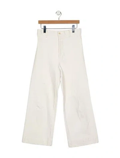 Pre-owned The Great High-rise Wide Leg Jeans In White