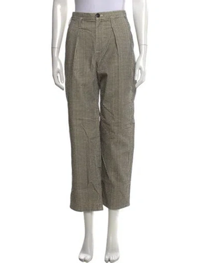 Pre-owned The Great Houndstooth Print Straight Leg Pants In White