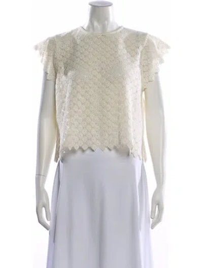 Pre-owned The Great Lace Pattern Crew Neck Top In Neutral