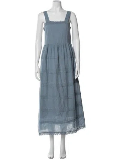 Pre-owned The Great Lace Pattern Long Dress In Blue