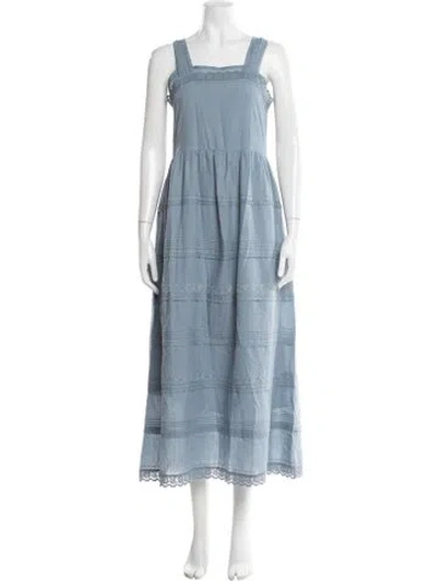 Pre-owned The Great Lace Pattern Long Dress In Blue