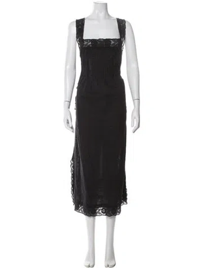 Pre-owned The Great Lace Pattern Long Dress In Gray