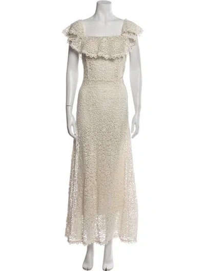 Pre-owned The Great Lace Pattern Long Dress In Neutral