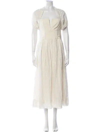 Pre-owned The Great Lace Pattern Midi Length Dress In Neutrals