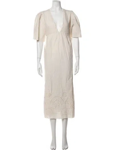 Pre-owned The Great Lace Pattern Midi Length Dress In Neutrals