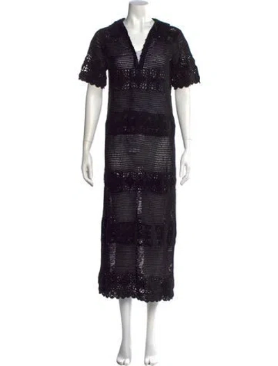 Pre-owned The Great Lace Pattern Midi Length Dress W/ Tags In Black