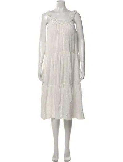 Pre-owned The Great Lace Pattern Midi Length Dress In White