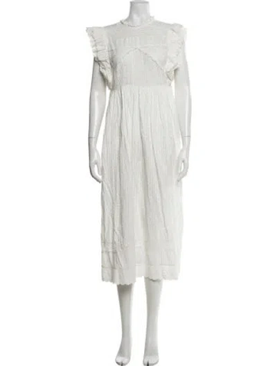 Pre-owned The Great Lace Pattern Midi Length Dress In White