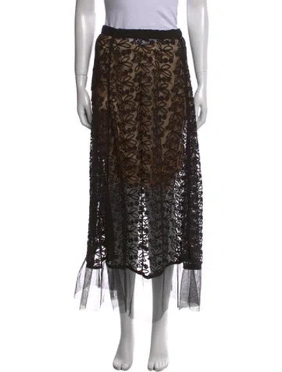 Pre-owned The Great Lace Pattern Midi Length Skirt In Black