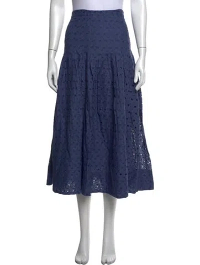Pre-owned The Great Lace Pattern Midi Length Skirt In Blue