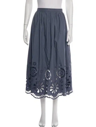 Pre-owned The Great Lace Pattern Midi Length Skirt In Blue